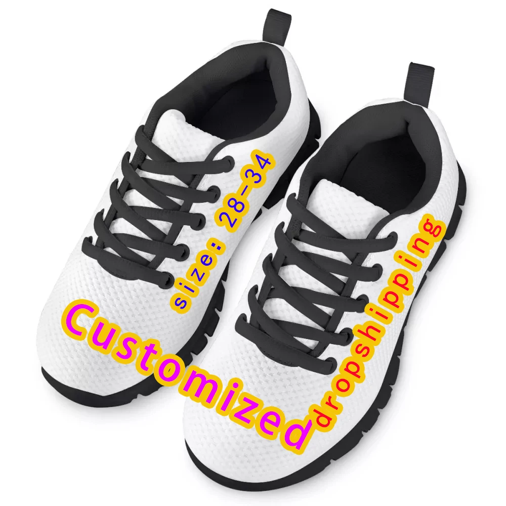 

27-34 Size Custom Children Shoes Boys Sneakers For Kids Girl School Casual Flats Breath Lace-Up Lightweight Zapatos Dropshipping