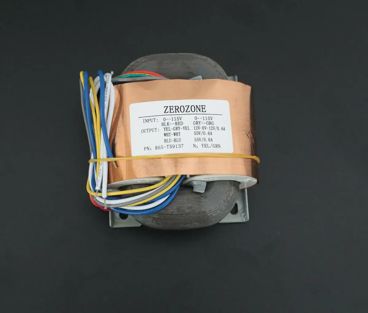 80VA R-core Transformer 0-55V 0.6A + 0-55V 0.6A + 12V-0-12V 0.6A