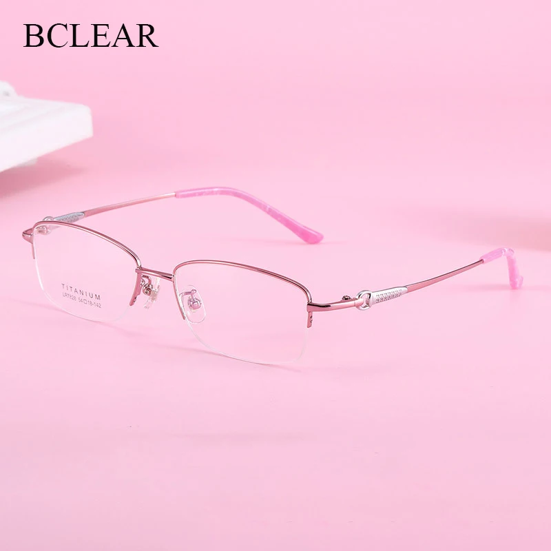 BCLEAR Elegant Intellectual Lady Half Rim Glasses Frame Refined luxurious Pure Titanium Women Eyeglasses Spectacle Frames New