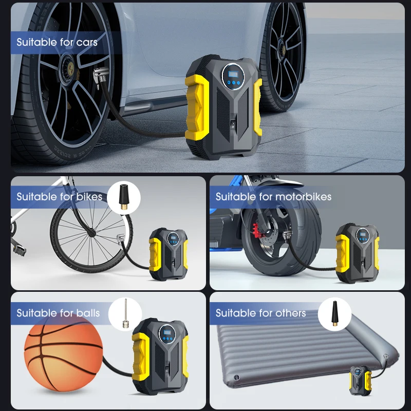 Carsun portátil automóvel compressor de ar digital bomba de inflação dos pneus lâmpada led bomba de compressão dos pneus compressor para carro