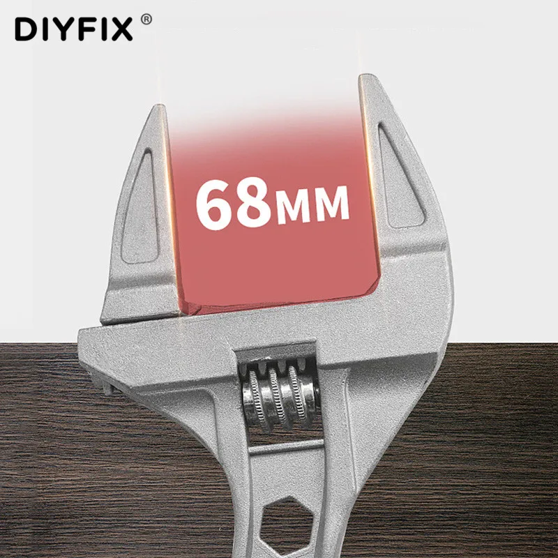 DIYFIX 1pc Multifunctional Sink H-type Wrench 6-68mm Aluninium Alloy Snap Short Shank Adjustable Spanner Plumbing Bathroom Tool