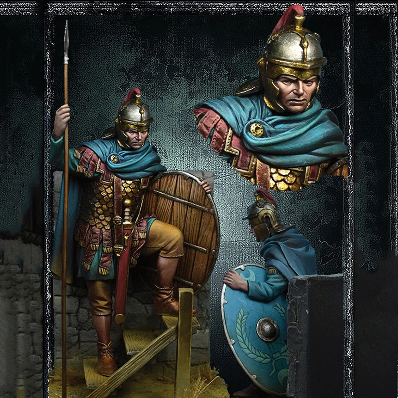 1/24 homem antigo suporte no inverno com escudo resina figura modelo kits miniatura gk unassembly sem pintura