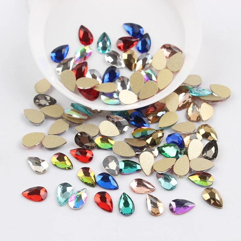 Mix color Shape Nail art rhinestone flat bottom glass 30pcs/100pcs nail gems for DIY 3D nail art decoration