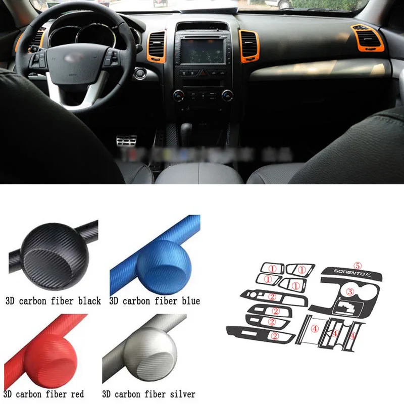 Car-Styling Car Interior Center Console Color Change Carbon Fiber Molding Sticker Decals For Kia Sorento