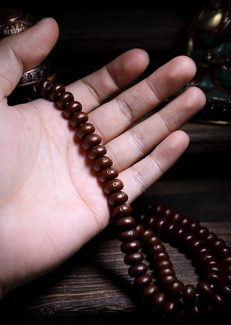 Blessed Mala Tibetan Genuine Sabal Palmetto Mala Buddhist 108 Prayer Beads Tibetan Rosary Beads