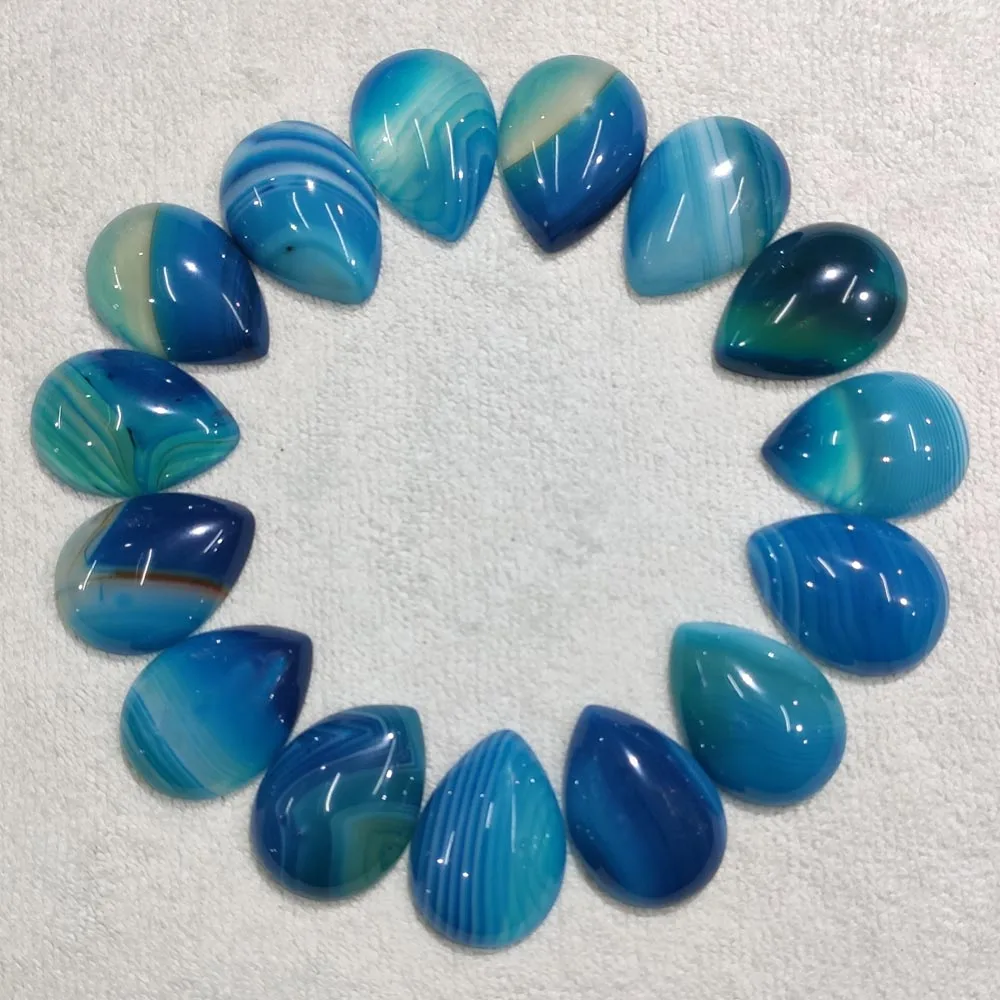 

Wholesale 20pcs/lot natural blue stripe onyx drop CAB CABOCHON beads 18x25mm for jewelry Accessories making free shipping