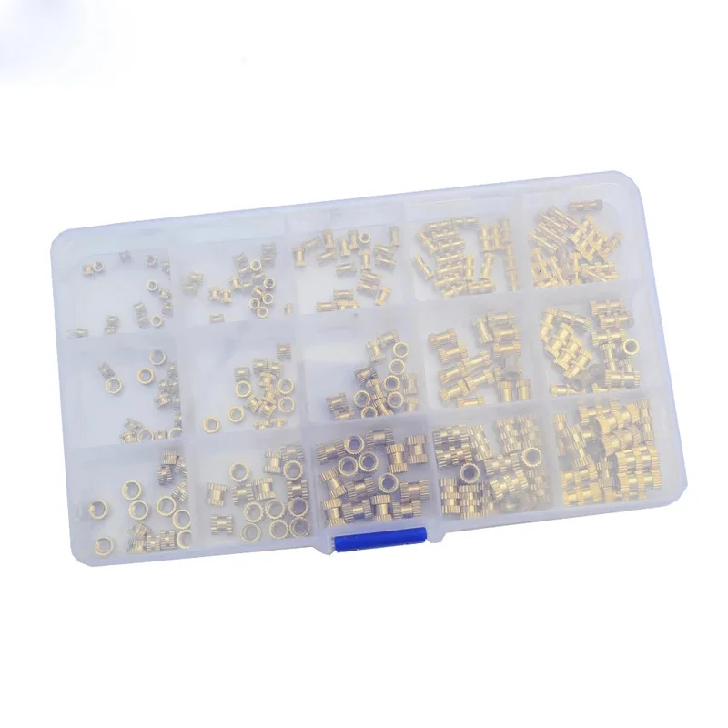 250PCS Sert Double Pass Copper Knurl Nut Brass Insert Thread Metal Lock Nuts Embedded Fastener Assortment Kit Set Box M2 M3 M4
