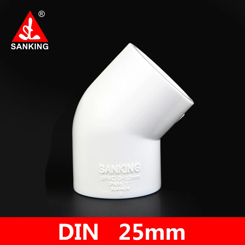 Sanking UPVC 25mm 45 Degree Elbow PVC Waterproof Pipe Butt Fish Tank Straight Fitting Joint Fish Tank Tools Accessory