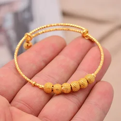Wando 1Pcs Gold Color Bead Bracelets Bangles for Little 3-9 Years Baby Girl Bracelet Kids Jewelry Gift
