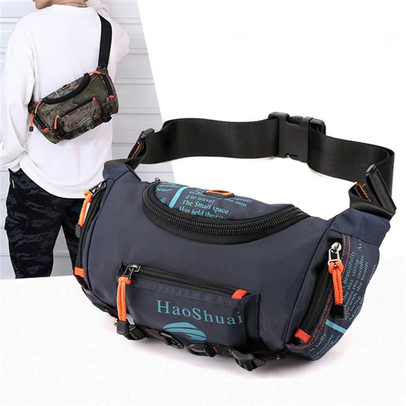 High Quality Waterproof Nylon Men\'s Belt Fanny Pack Shoulder Messenger Bag Large Capacity Travel Bum Sling Chest Waist Bags