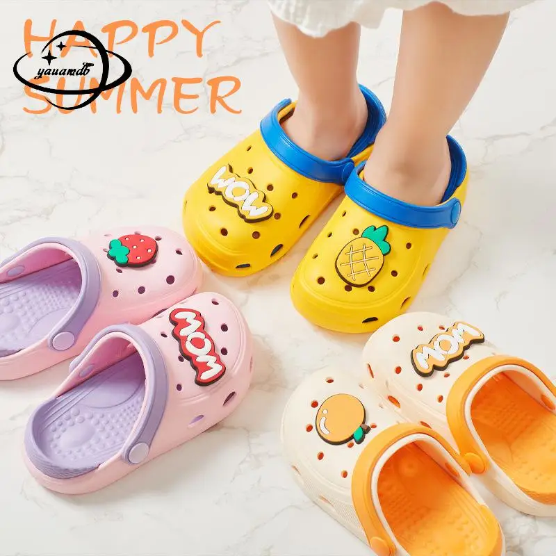 Last One Pair Orange Color Insole 19cm  Kids Mules Clogs Summer  Sandals Toddler  Slippers Children Garden Shoes H15