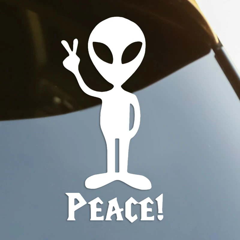 

Die-Cut Vinyl Decal Alien Peace Car Sticker Waterproof Auto Decors on Car Body Bumper Rear Window S61001#