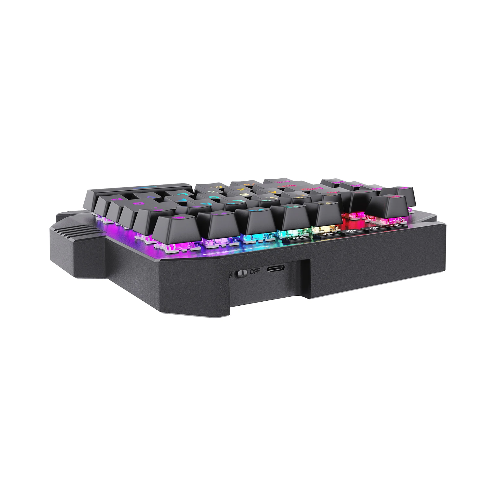 Huo ji teclado mecânico sem fio de uma mão 39 a bordo chave macro 2.4ghz rgb 40% suporte de pulso do teclado do jogo para jogos móveis