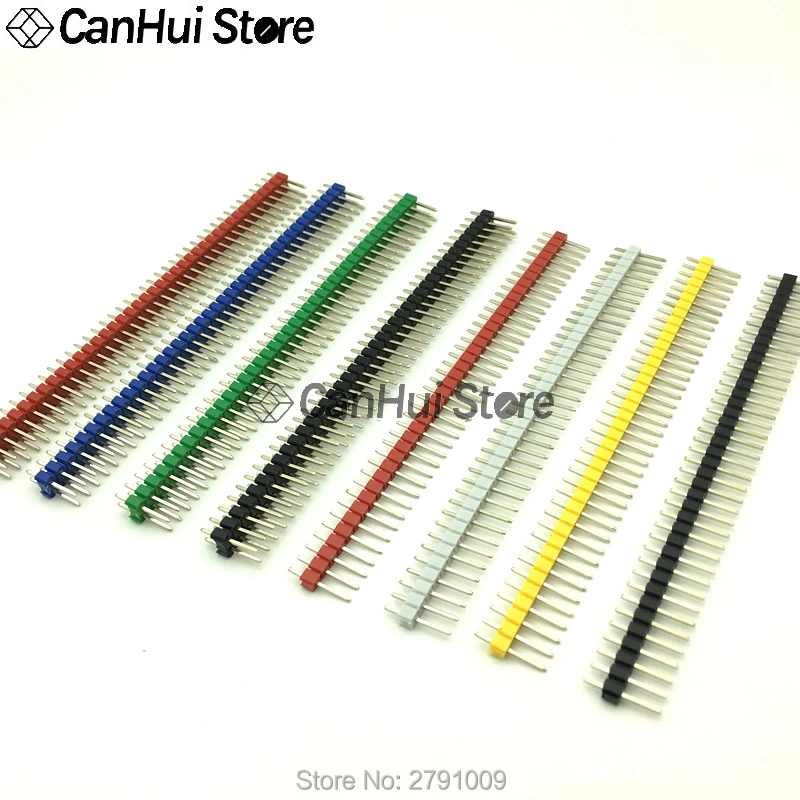 10PC High quality Gold plated Colorful 2.54mm 1x 2*40P Single/Double Row Male Breakable Pin Header Connector Strip For PCB board