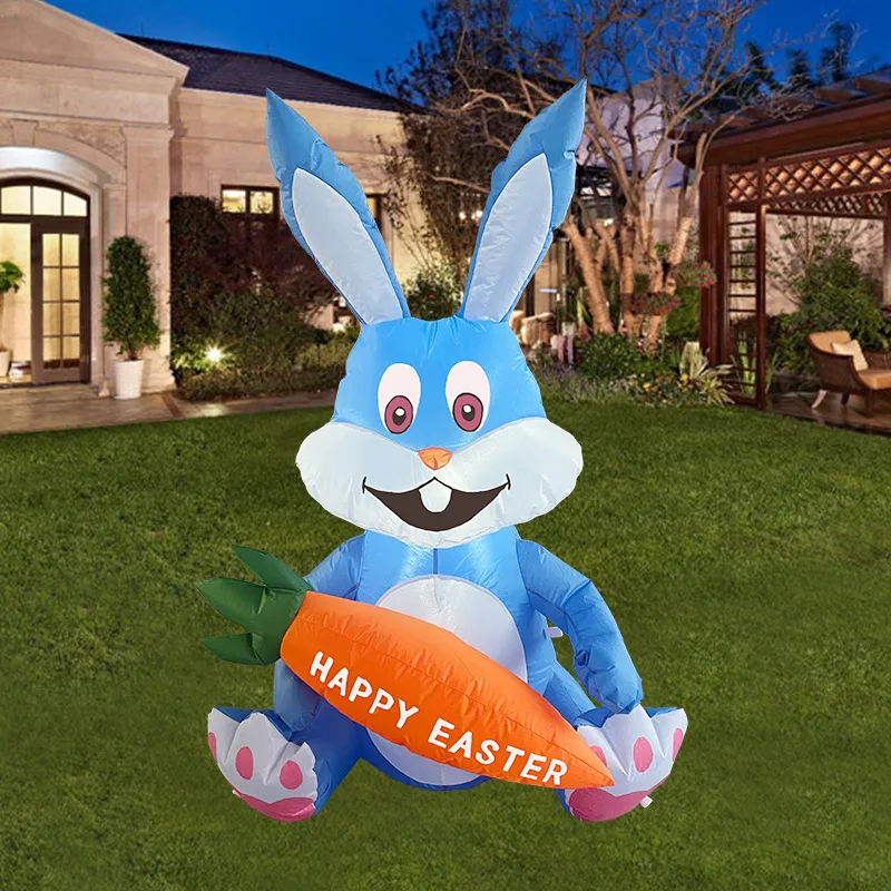 

4 Feet Tall Easter Inflatable Bunny with LED Lights Easter Inflatable Rabbit for Home Lawn Yard Decoration Blow Up Outdoor Toys