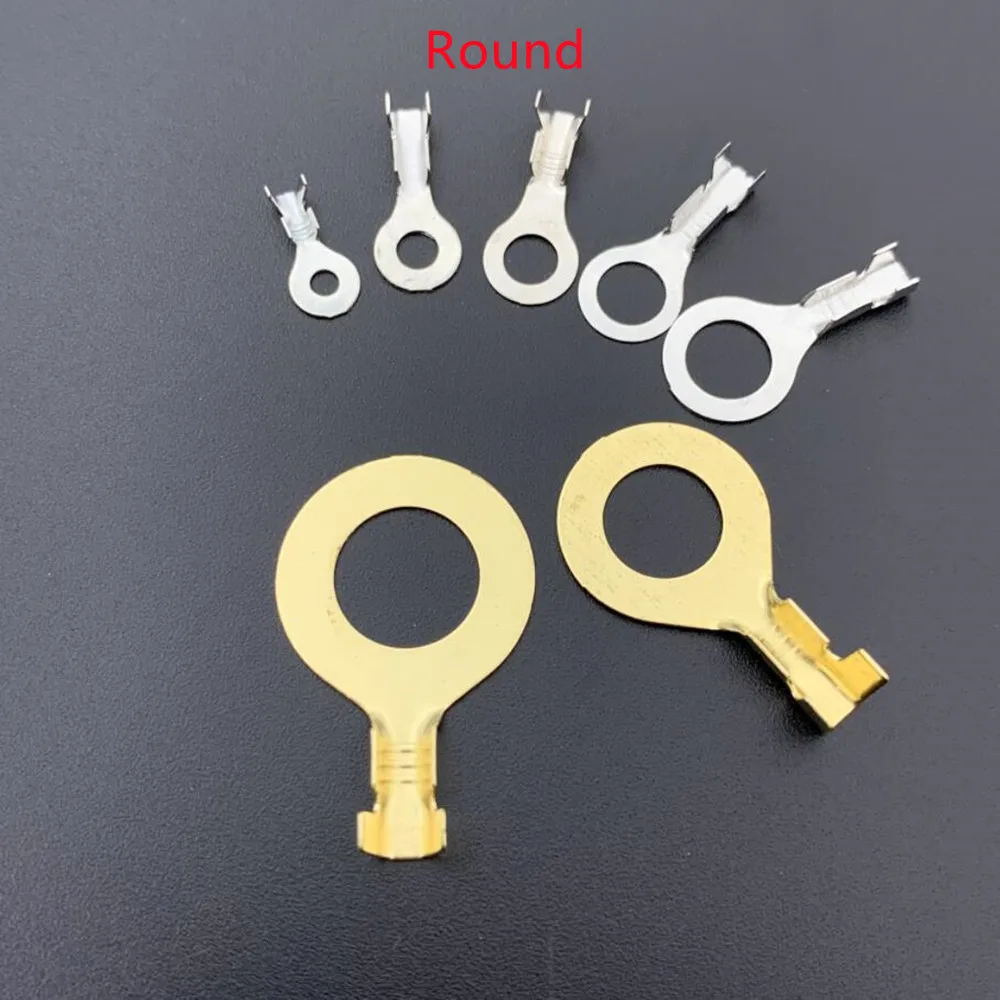 500PCS/1LOT Round/Y Type Ground Ring Lugs Copper Wiring Terminal Car Connectors ID: 2.2 3.2 4.2 5.2 6.2 8.2 10.2mm