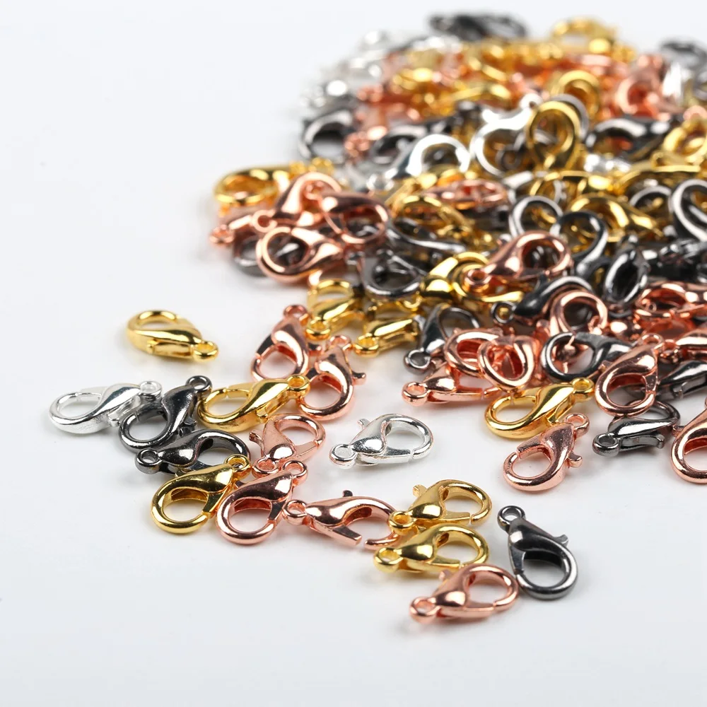 100pcs Alloy Lobster Clasps Electroplated Metallic Color Clasp Hooks For Jewelry Making Necklace Bracelet Chain DIY Findings