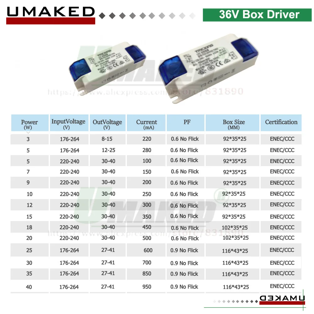 External LED Driver 3 5 7W 9 12 15W 18 20 30 40W AC176-265V Out DC8-42V 100-950mA Light Transformer Spot-Downlight Power Supply image 2