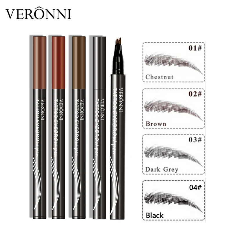 Liquid Eyebrow Pen Makeup Eyebrow Tatoo Pencil 1 PCS Fine Sketch Four-claw Eyebrow Tint Fork Tips Waterprrof Longlasting VERONN