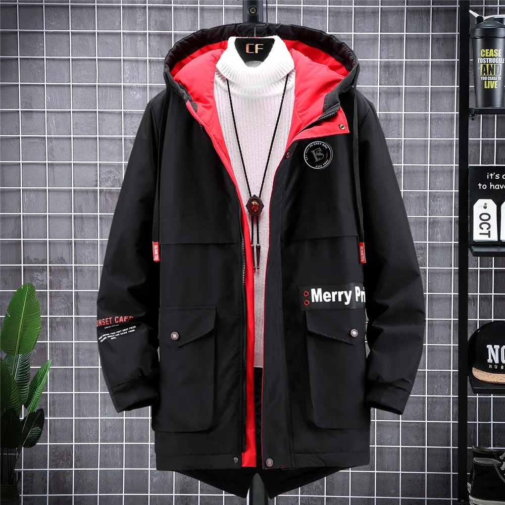 Large Size 10XL Winter Men\'s Windproof Jacket Simple Fashion Oversized Streetwear Hooded Coat Thick Autumn Outwear Men Clothing