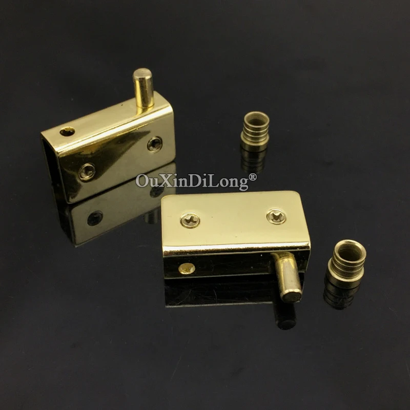New 6Pairs Stainless Steel Cabinet Door Pivot Hinges Gold Glass Cabinet Pivot Hinges Glass Magnetic Clamp Install Up and Down