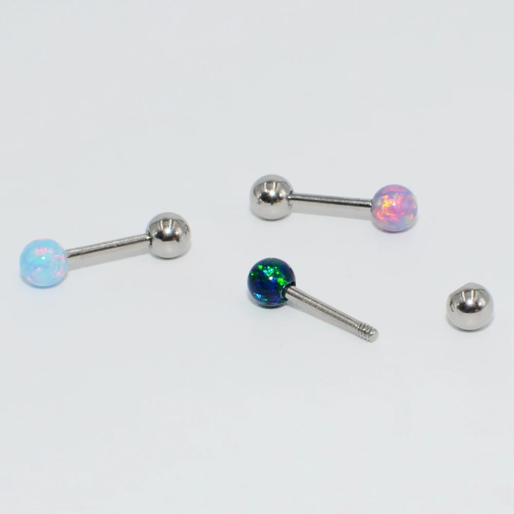 2pcs Surgical Steel Opal Stone Ear Tragus Cartilage Helix Barbell Orelha Ear Stud Earring Conch Lobe Sexy Piercing Jewelry 20g