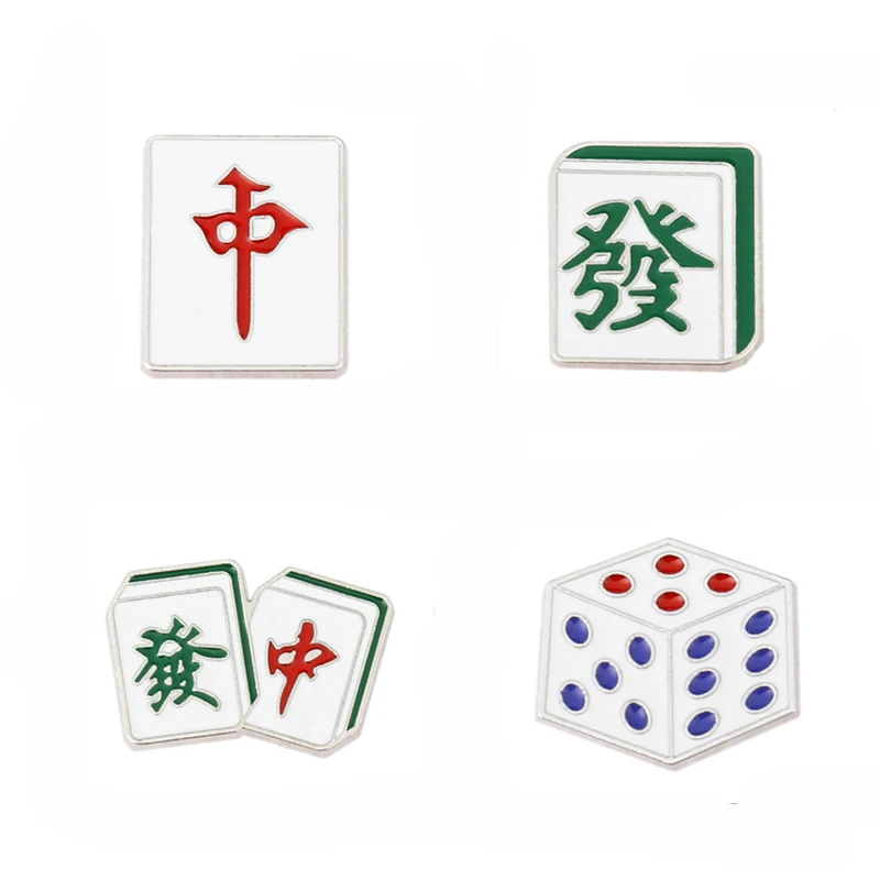 Chinese style traditional mahjong brooch, creative and versatile student pins, bag decoration badges, gifts for friends