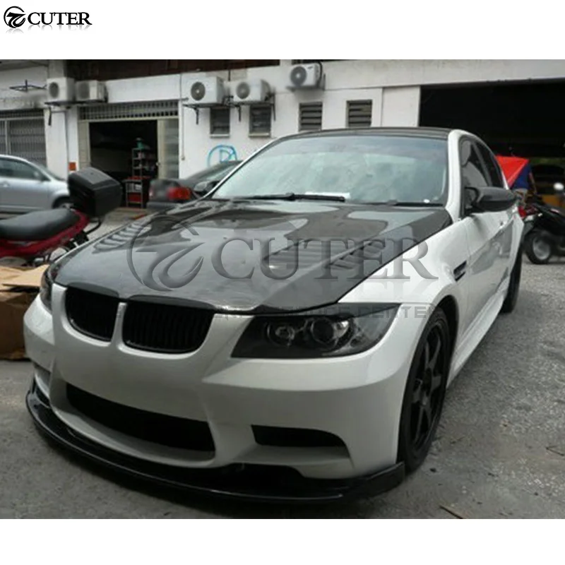 E90 3 Series 320i Carbon Fiber Front Engine Hood Bonnets Engine Covers with Vents for Bmw E90 325i 05-08