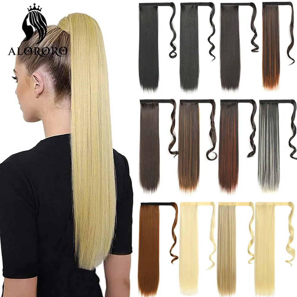 Cola de Caballo sintética para mujer, extensiones de cabello con Clip de 22 pulgadas de largo, cola de caballo recta, cola de caballo Yaki, pelo