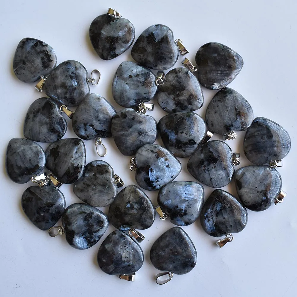 Großhandel 50 Stück/Lot 2020 neue Mode natürliche schwarze Spektrolith-Herzanhänger für Schmuckherstellung, gute Qualität, 20 mm, kostenlos. – Detail 2