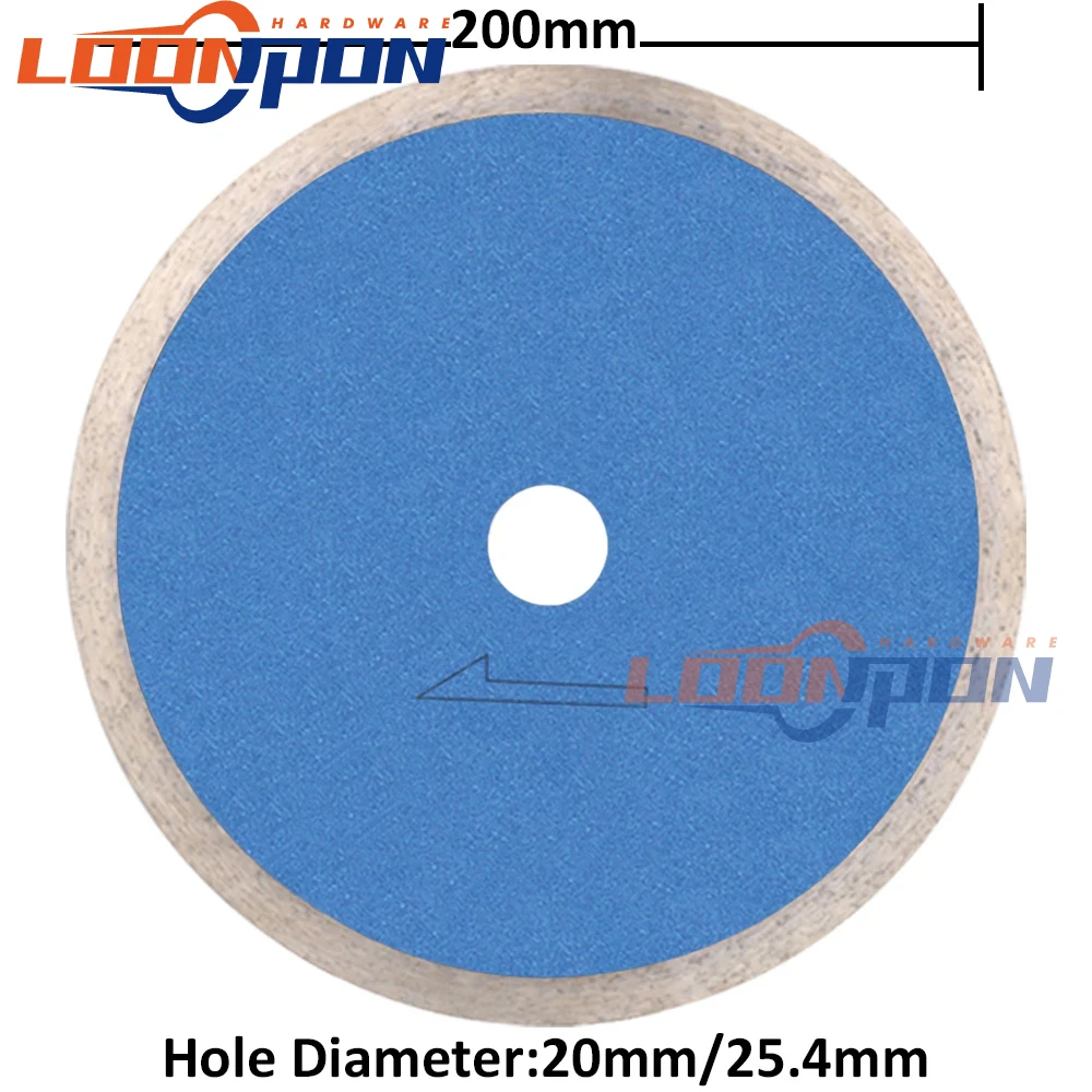 Diamond Sintered Saw Blade Ultra Thin Cutting Disc Jewelry Lapidary for Glass, Amber, Crystal, Gemstone 8 inch 25.4 bore