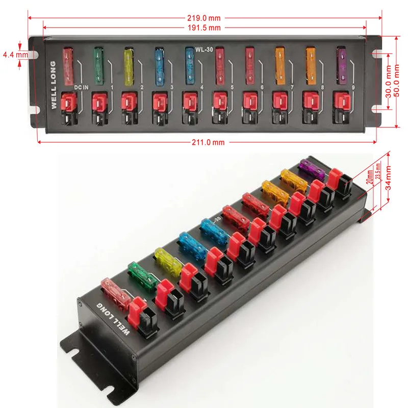 Répartiteur de connecteur Anderson à 10 ports, fixation de bande d'alimentation pour Radios à ondes courtes, DC 36V 45a, WL-30