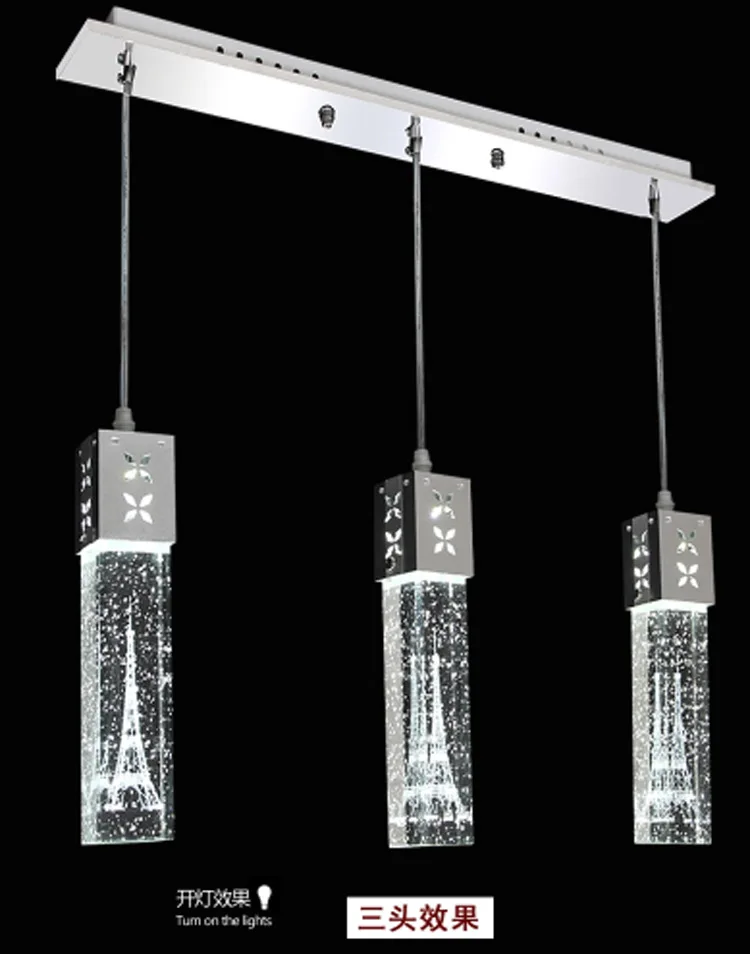 Energy Saver-Crystal Bubble Led Pendant Lamp Long Tube Pendant Light Kitchen Dining Room Shop Bar Decoration Cylinder Pipe Hang