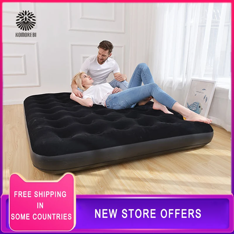 203*152CM Single/Double Person Use Comfortable Collapsible Inflatable Camping Bed Inflatable Home Mattress Air Bed Sleeping Mat