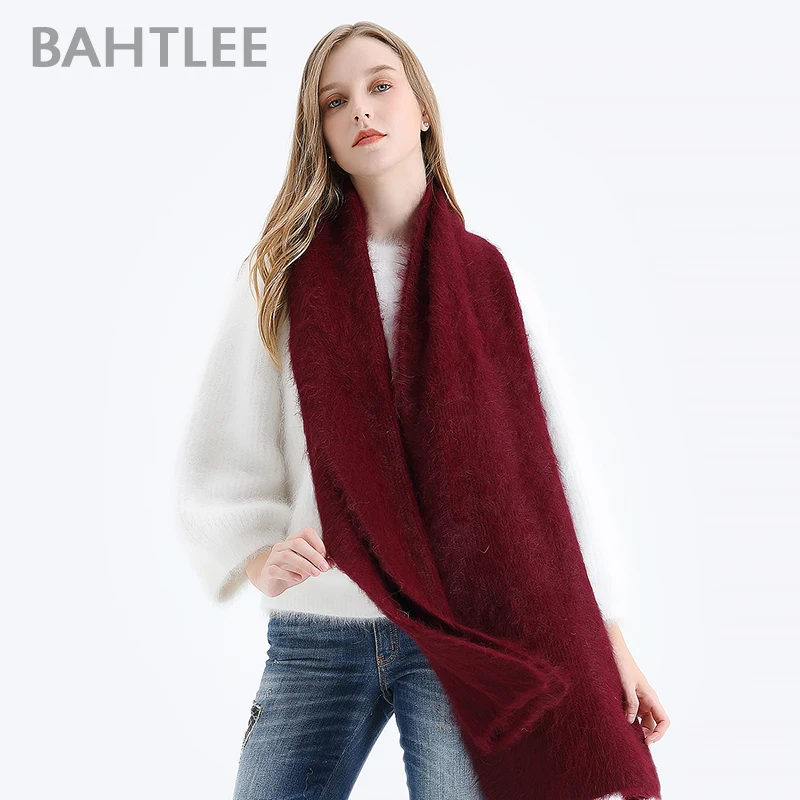 BAHTLEE-Wool Knitting Neckerchief for Men and Women, Angora Scarf, Keep Warm, Perfect Neutral, Winter