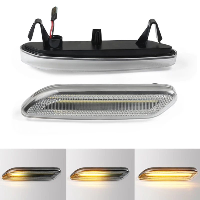 QCDIN 2PCS Flowing Water Turn Signal Light LED Side Marker Light Blinker For MINI COOPER R61 2012 - 2017 Side Turn Signal Light