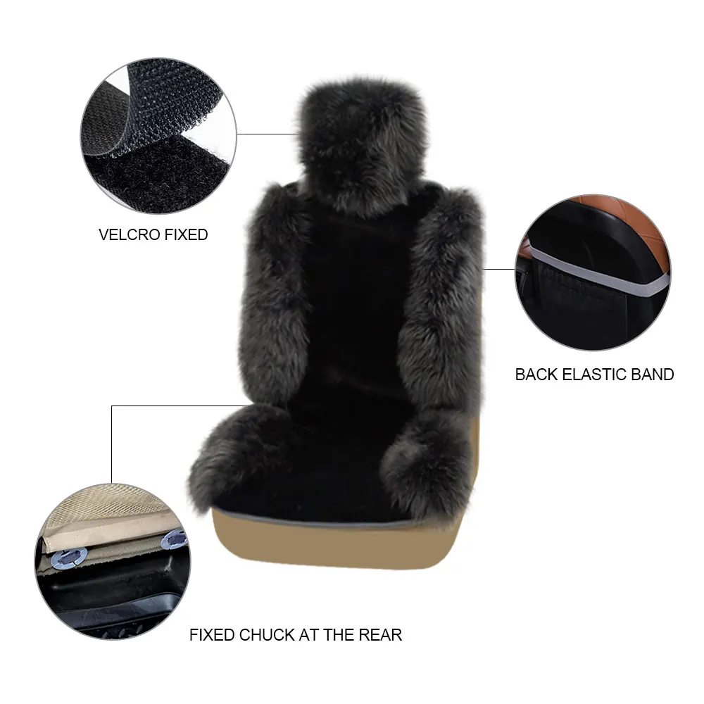 AUTOROWN Australian Genuine Sheepskin Car Seat Covers Four Seasons Automobiles Covers Universal Size Auto Interior Accessories