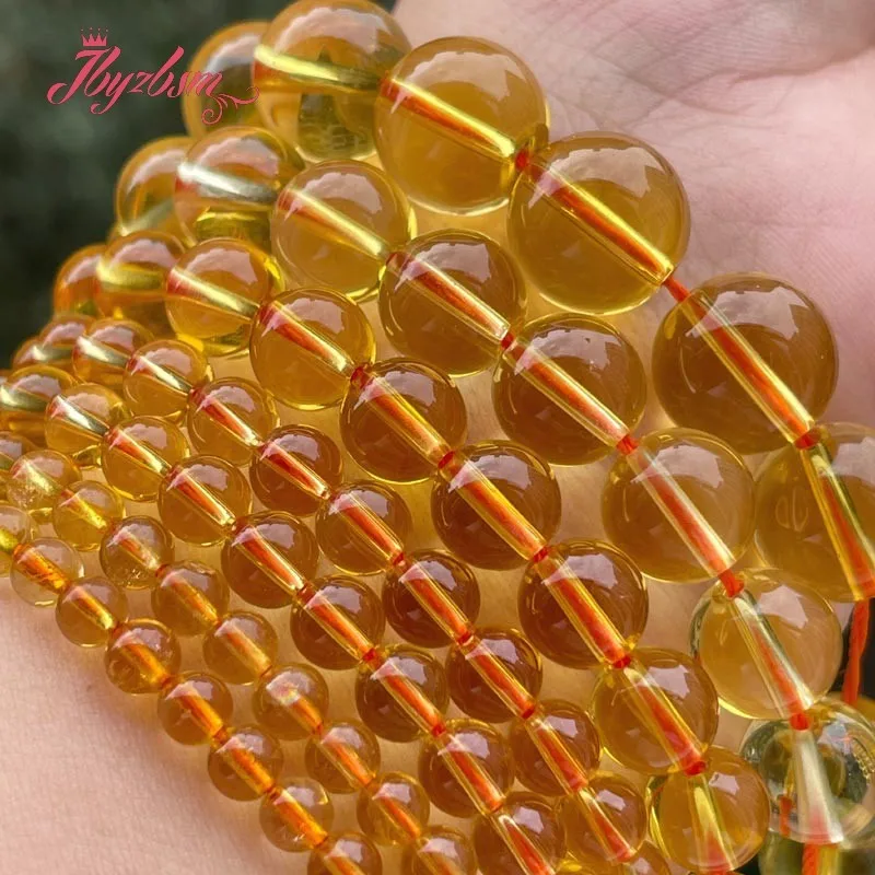 

Round Citrine Crystal Quartzs Stone Beads For Necklace Bracelats Earring Spacer Strand 15inch 6/8/10mm DIY Jewelry Making