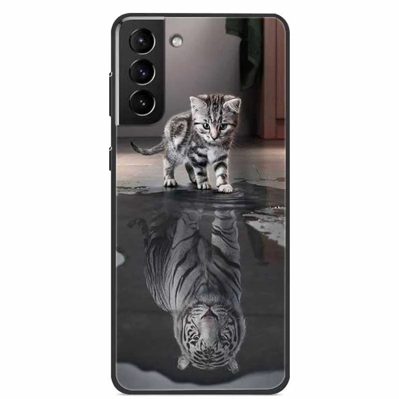 Per Samsung S22 custodia Wolf Lion Cat custodia morbida in Silicone nero per Samsung Galaxy S21 FE S22 custodia per telefono Ultra S 22 Funda