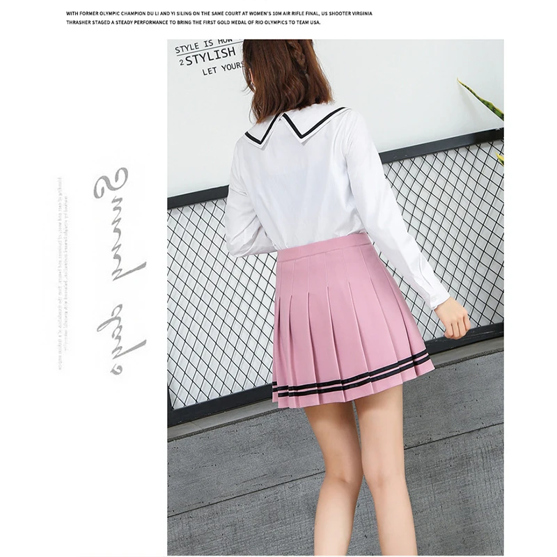 2024 high waist pleated skirts Kawaii Harajuku Skirts women girls lolita a-line sailor skirt Preppy school uniform