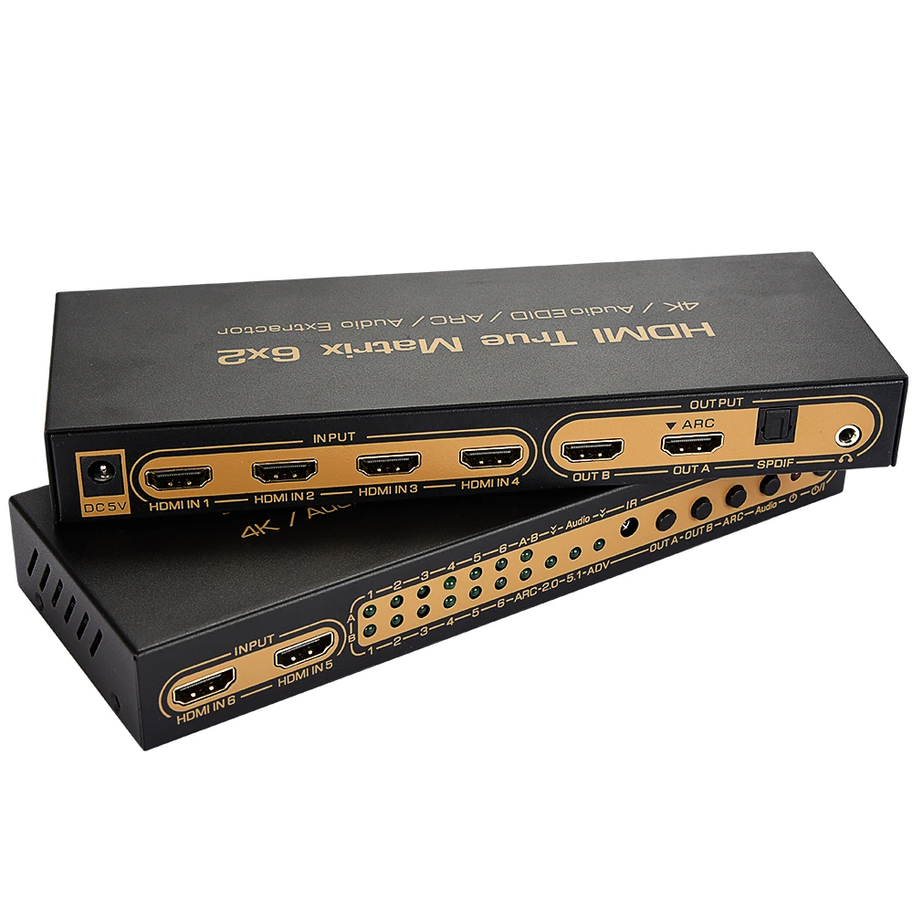 6x2 HDMI Matrix PIP 1.4V 4K*2K 3D Audio EDID/ARC/Audio Extractor 5.1CH switch splitter 6 input 2 output converter for HDTV 06M1