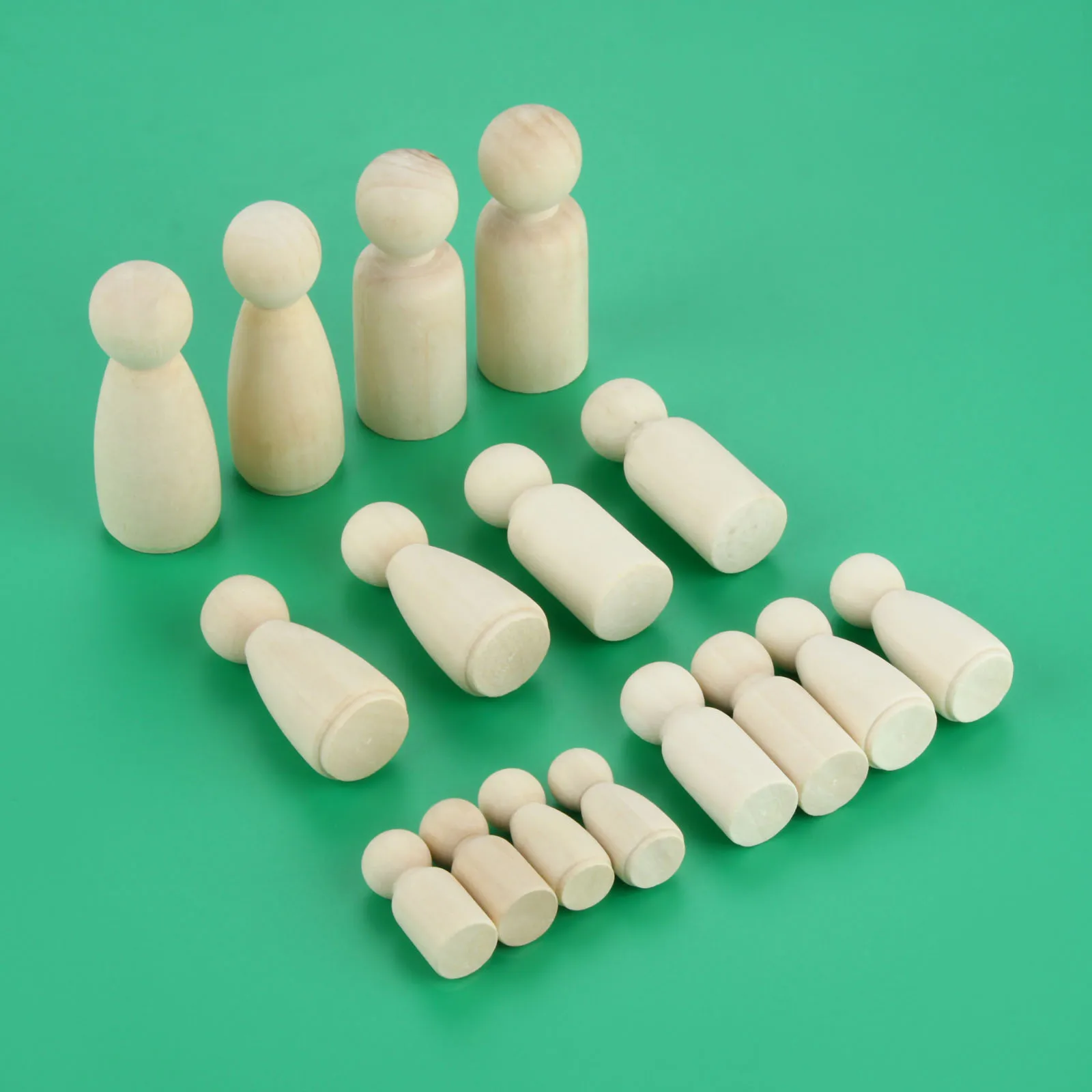 16pcs/set Mixed 35/43/55/65mm Wooden Peg Dolls Unpainted Figures Hard Wood Dolls Kid's Printed Baby Souvenirs DIY Crafts