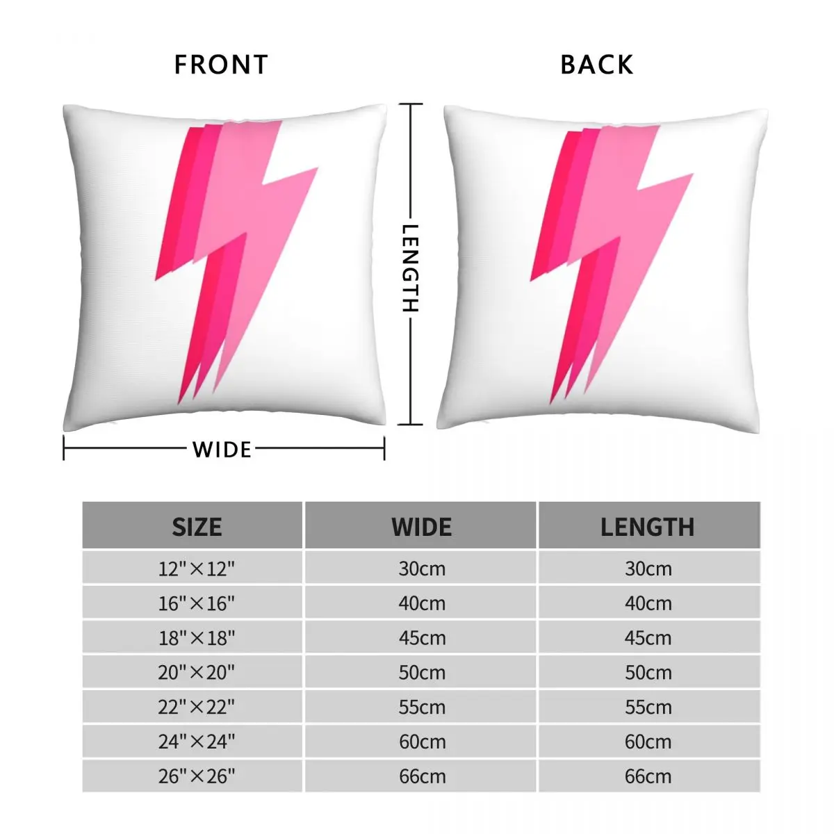 3 Pink Lightning Bolt Square Pillowcase Polyester Linen Velvet Zip Decor Home Cushion Cover