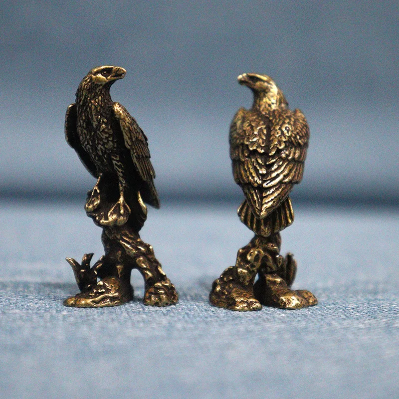 Handmade Brass Eagle Ornaments Accessories Vintage Pure Copper Bird Desk Decor Accessories Animal Home Decoration Mini Figurines