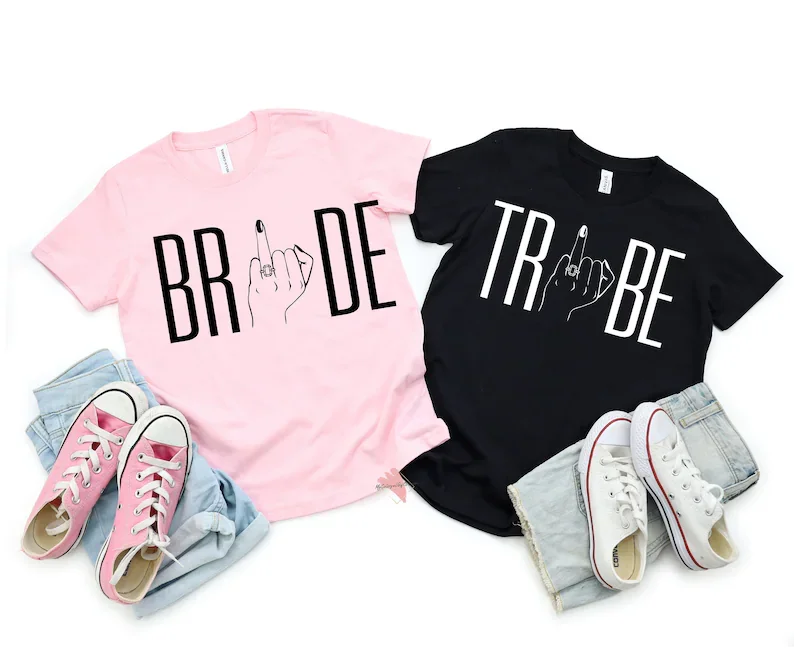 Bride tribe Bachelorette party Bridesmaid proposal gifts tribe Ring finger T-shirt Cotton O Neck Streetwear Female Clothes y2k