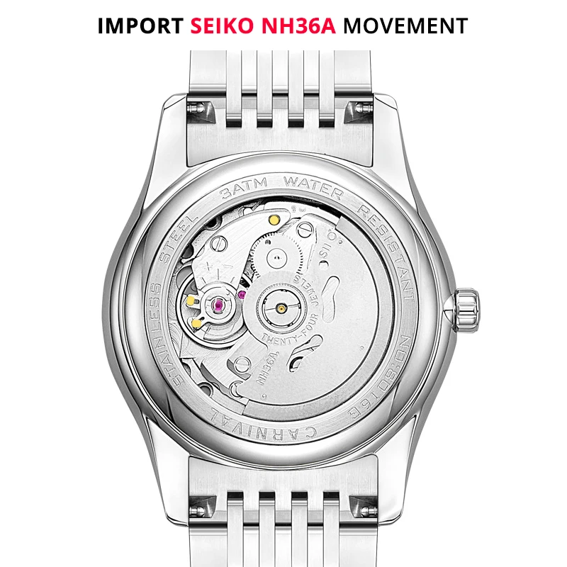 Ultrathin Automatic Watch Luxury Brand CARNIVAL SEIKO Movement Mechanical Watch Men Sapphire Calendar Waterproof Reloj Hombre