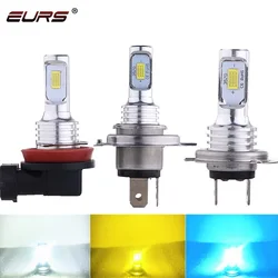 EURS 2PCS H7 Led Fog Light H4 H1 Led White Yellow H11 H16 Super Bright 3570 Chips Canbus 3000K 8000K Car Driving Lights 12V 24V
