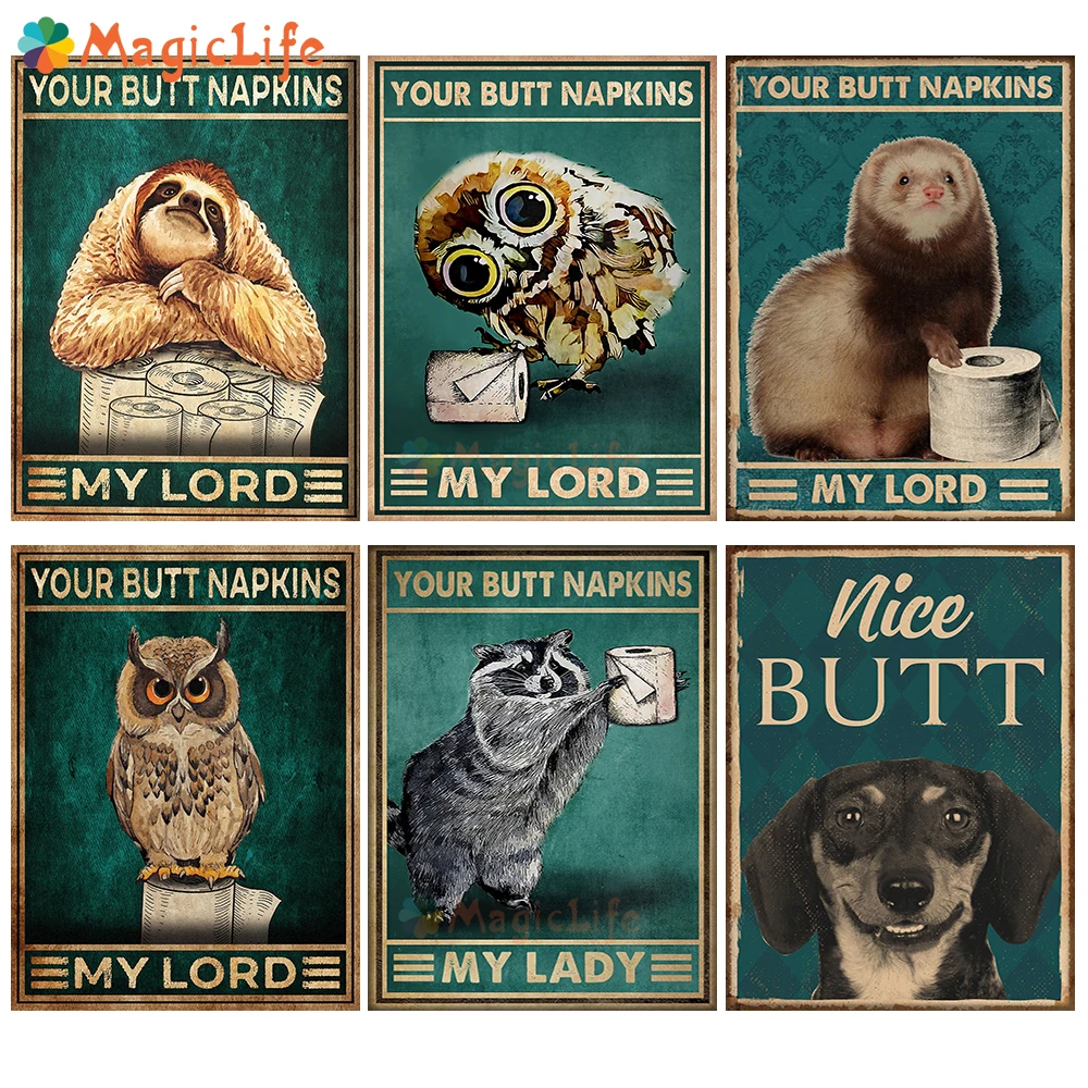 

Toilet Paper Funny Dog Animal Wall Pictures For Living Room Nice Butt Bathroom Nordic Poster Wall Art Canvas Painting Unframed