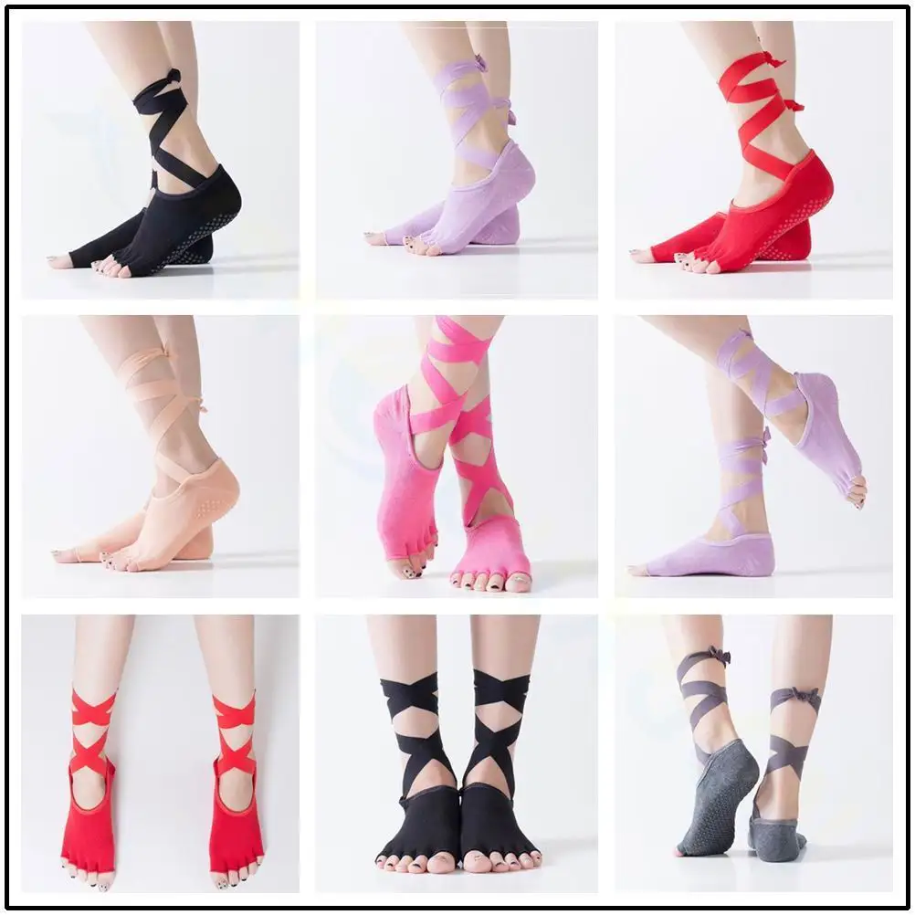 Ballet shoes Women Stretch Woven Dance Shoes Split Sole Ballet Flats Bandage Pointe Slippers Indoor Sports Shoes Yoga Socks