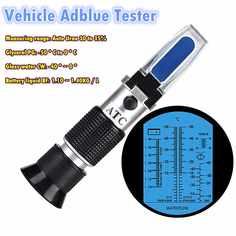 Refractómetro de batería de coche 4 en 1, líquido de motor, punto de congelación, Urea Adblue, anticongelante automotriz, 34% de descuento
